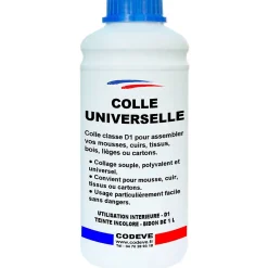 Colle Universelle - 1 L - Codeve Bois - Pour L'assemblage Polyvalent D'un Cuir, Tissu, Bois, Liège, Mousse Ou Carton.