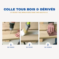 Colle vinylique type D3 renforcée en fibres naturelles Cyanolit bois et dérivés 500g