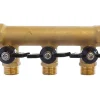 Collecteur laiton avec mini-vannes intégrées 3 départs M15/21 - Entrée F20/27 - Sortie M20/27 Somatherm for you