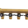 Collecteur laiton avec mini-vannes intégrées 4 départs M15/21 - Entrée F20/27 - Sortie M20/27 Somatherm for you