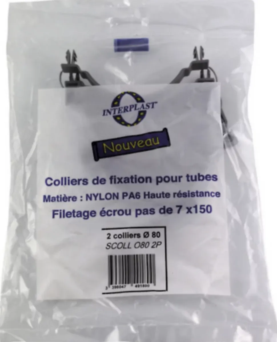 Collier de supportage pour conduite ø 80 mm Fitt , lot de 2