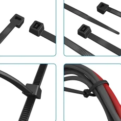 Colliers de fixation en nylon. Noirs. 7,6x550 - 50pces