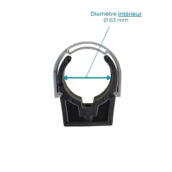 Colliers PVC de fixation à clip fermé PVC 63mm (Lot de 10)