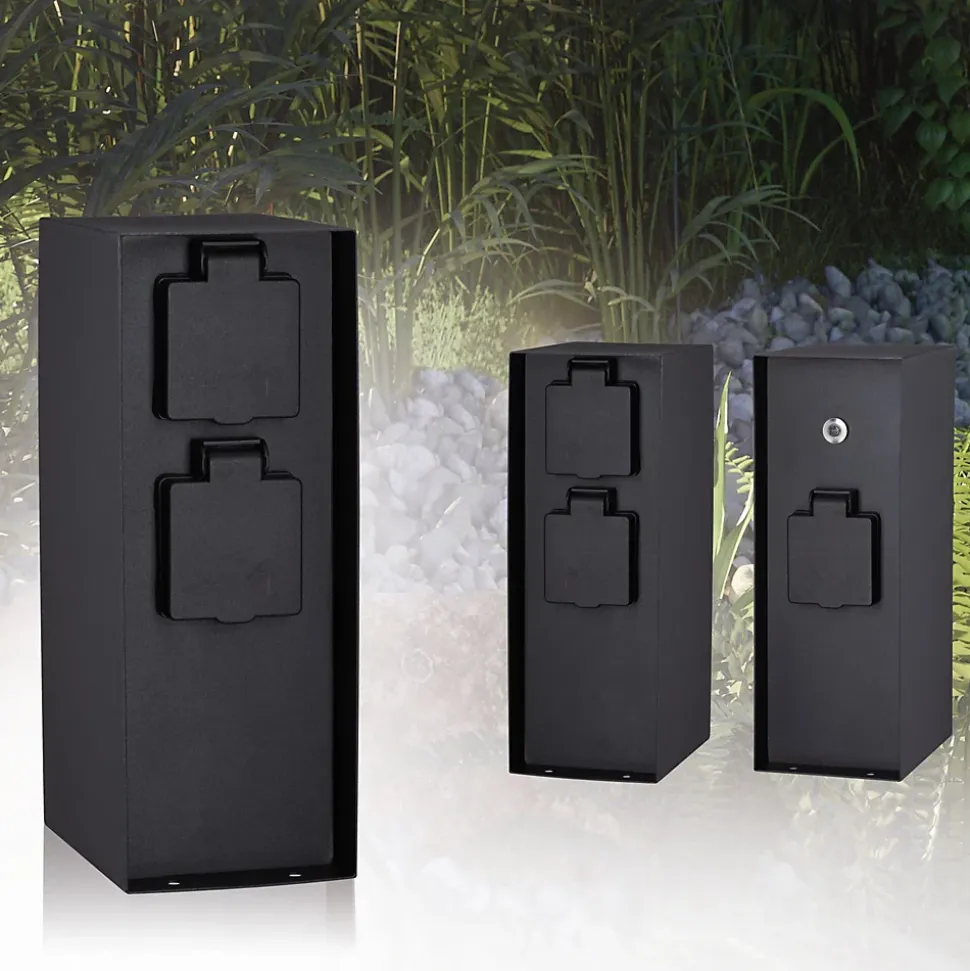 Colonne de prises Rio Interrupteur crépusculaire IP44 Anthracite