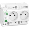 Combiné disjoncteur + 2 prises modulaires courbe C phase + neutre 16A Schneider Electric Resi9 XE