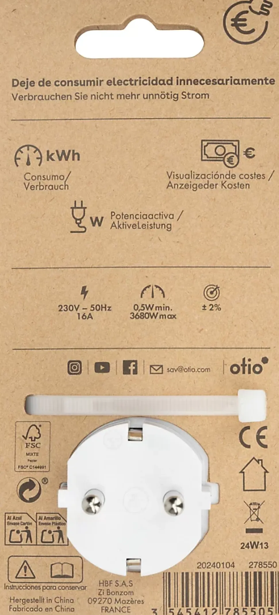 Compteur contrôle d'énergie Schuko - Otio
