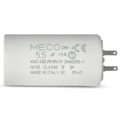 Condensateur ALLOTECH MECO 5,5 µF universel (CMI4 1604) fond plat et cosses pour moteur de store et électroménager