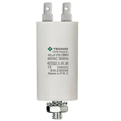 Condensateur de démarrage pour moteurs électriques, 450V, capacité : 40 microfarad, 4 broches / M8