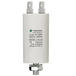 Condensateur de démarrage pour moteurs électriques, 450V, capacité : 2,5 microfarad, 4 broches / M8