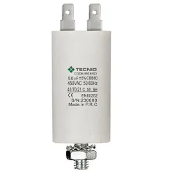 Condensateur de démarrage pour moteurs électriques, 450V, capacité : 50 microfarad, 4 broches / M8