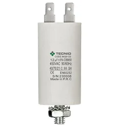 Condensateur de démarrage pour moteurs électriques, 450V, capacité : 12 microfarad, 4 broches / M8