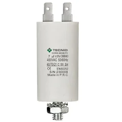 Condensateur de démarrage pour moteurs électriques, 450V, capacité : 7 microfarad, 4 broches / M8