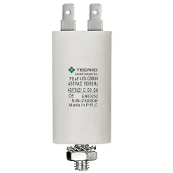Condensateur de démarrage pour moteurs électriques, 450V, capacité : 70 microfarad, 4 broches / M8