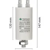 Condensateur de démarrage pour moteurs électriques, 450V, capacité : 60 microfarad, 4 broches / M8