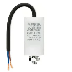 Condensateur de démarrage pour moteurs électriques, 450V, capacité : 50 microfarad, avec câble de 15cm