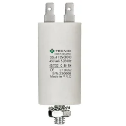 Condensateur de démarrage pour moteurs électriques, 450V, capacité : 35 microfarad, 4 broches / M8