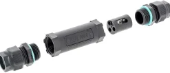 Connecteur droit tube 3 pôles IP68 Diall noir