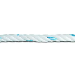 Corde polypropylène 20mm Blanche fil bleu au mètre