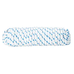 Corde tressée en polypropylène blanche et bleue DIALL ø10mm, 15 m