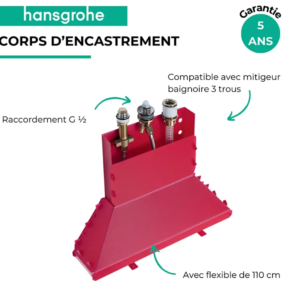 Corps encastré pour mitigeur bain douche 3 trous HANSGROHE