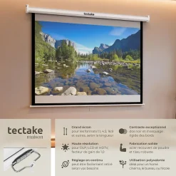 Écran de projection extensible mural en polyester blanc