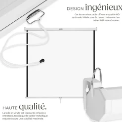 Écran de projection extensible mural en polyester blanc