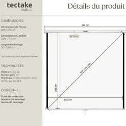 Écran de projection extensible mural en polyester blanc