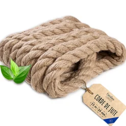Creative Deco 15m Corde de Jute Epaisseur 24mm - Personnalisation Possible Tous les 5m - Durable - Torsadé en Fibres Naturelles