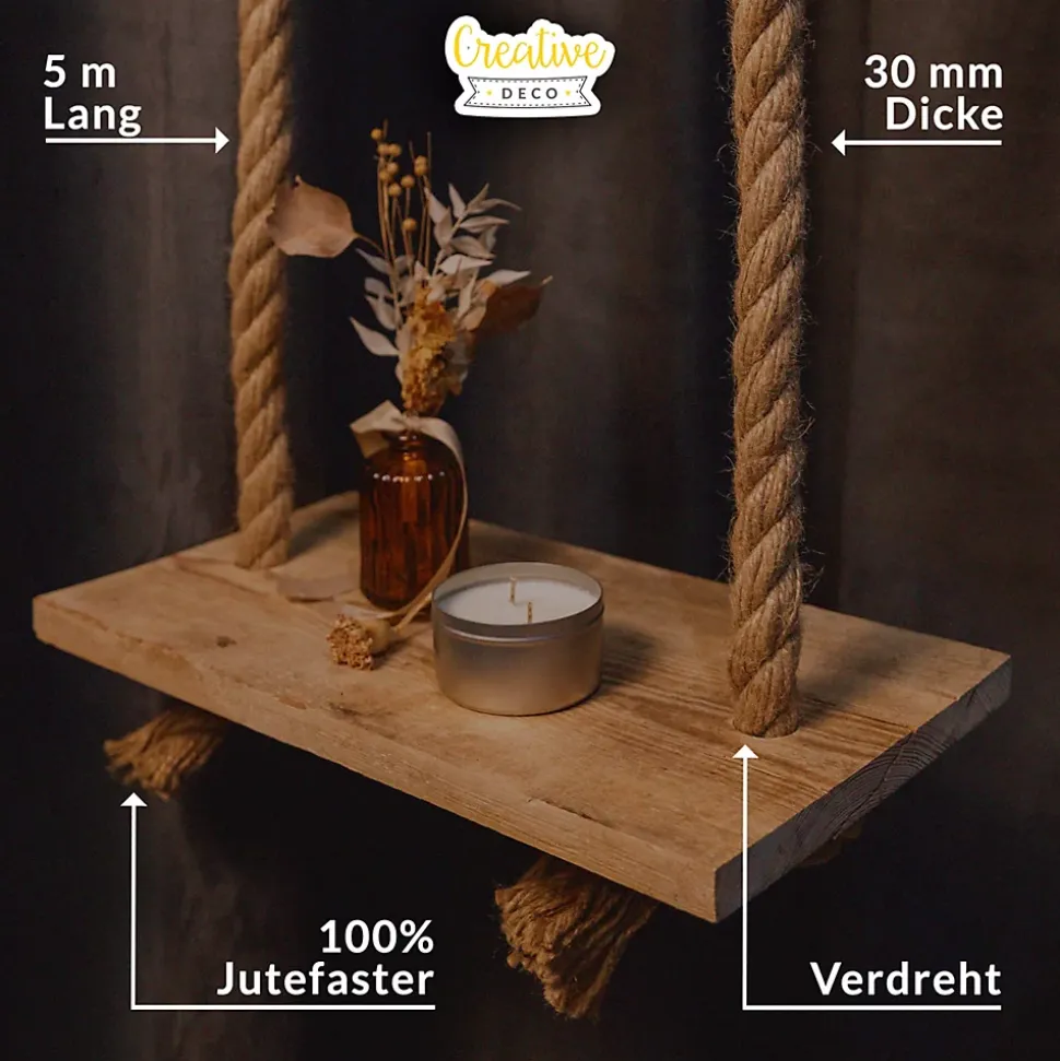 Creative Deco 20m Corde de Jute Epaisseur 30mm - Personnalisation Possible Tous les 5m - Corde Solide - Torsadé Fibres Naturelles
