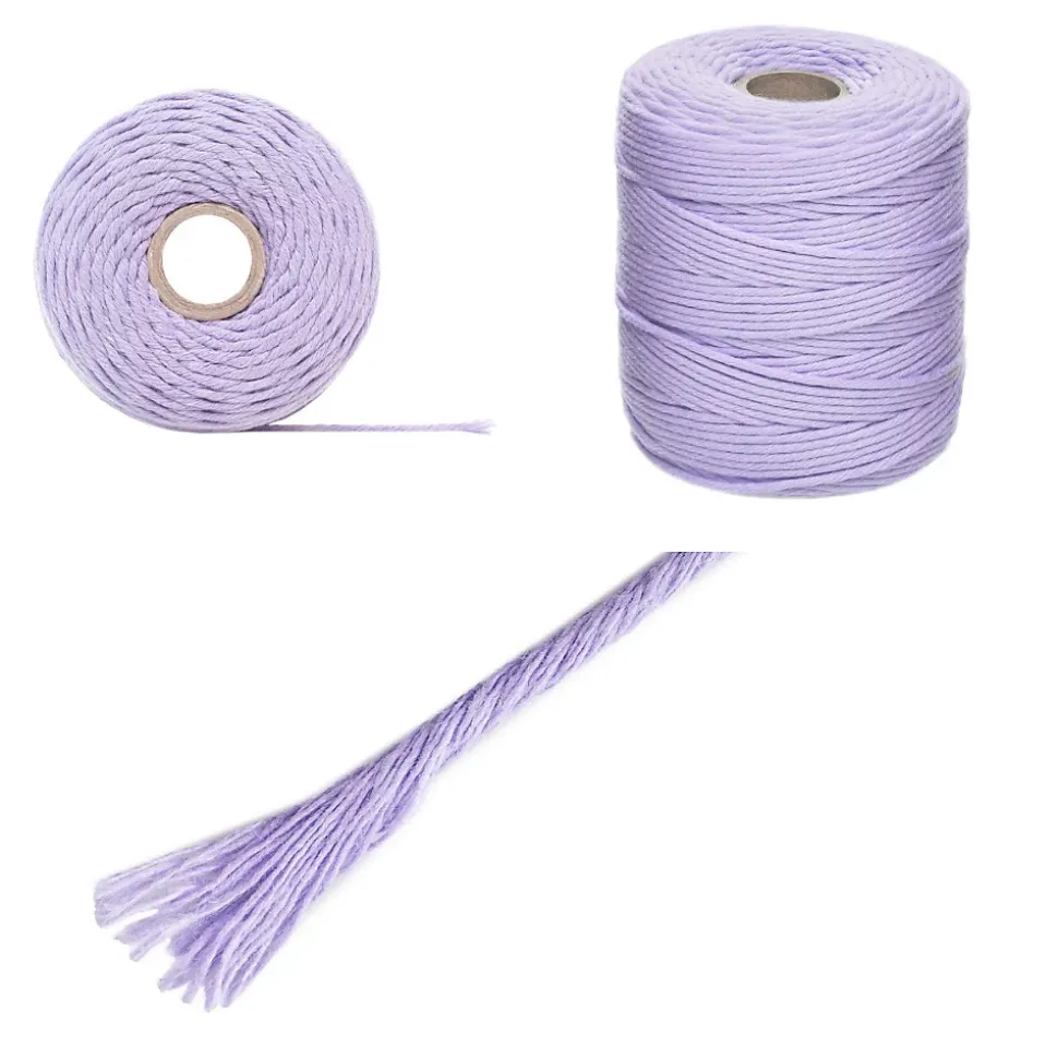 Creative Deco 3mm x 200m Corde Macramé Violet Pastel - Fil de Coton et Polyester +/- 0.5 mm Épaisseur - 30 Plis - Ficelle Naturel