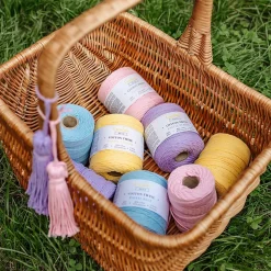 Creative Deco 3mm x 200m Corde Macramé Violet Pastel - Fil de Coton et Polyester +/- 0.5 mm Épaisseur - 30 Plis - Ficelle Naturel