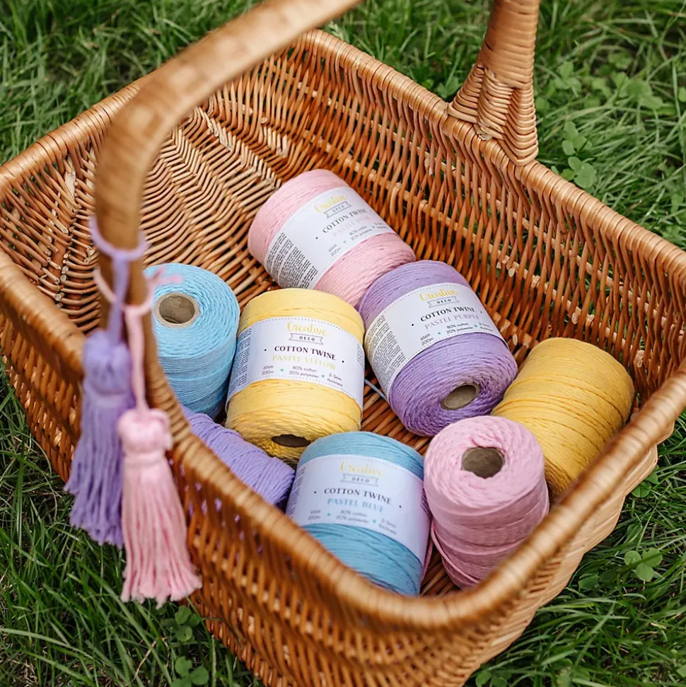 Creative Deco 3mm x 200m Corde Macramé Violet Pastel - Fil de Coton et Polyester +/- 0.5 mm Épaisseur - 30 Plis - Ficelle Naturel