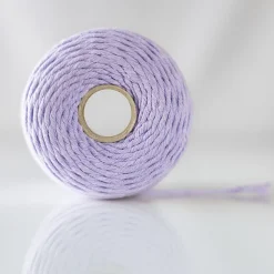 Creative Deco 3mm x 200m Corde Macramé Violet Pastel - Fil de Coton et Polyester +/- 0.5 mm Épaisseur - 30 Plis - Ficelle Naturel