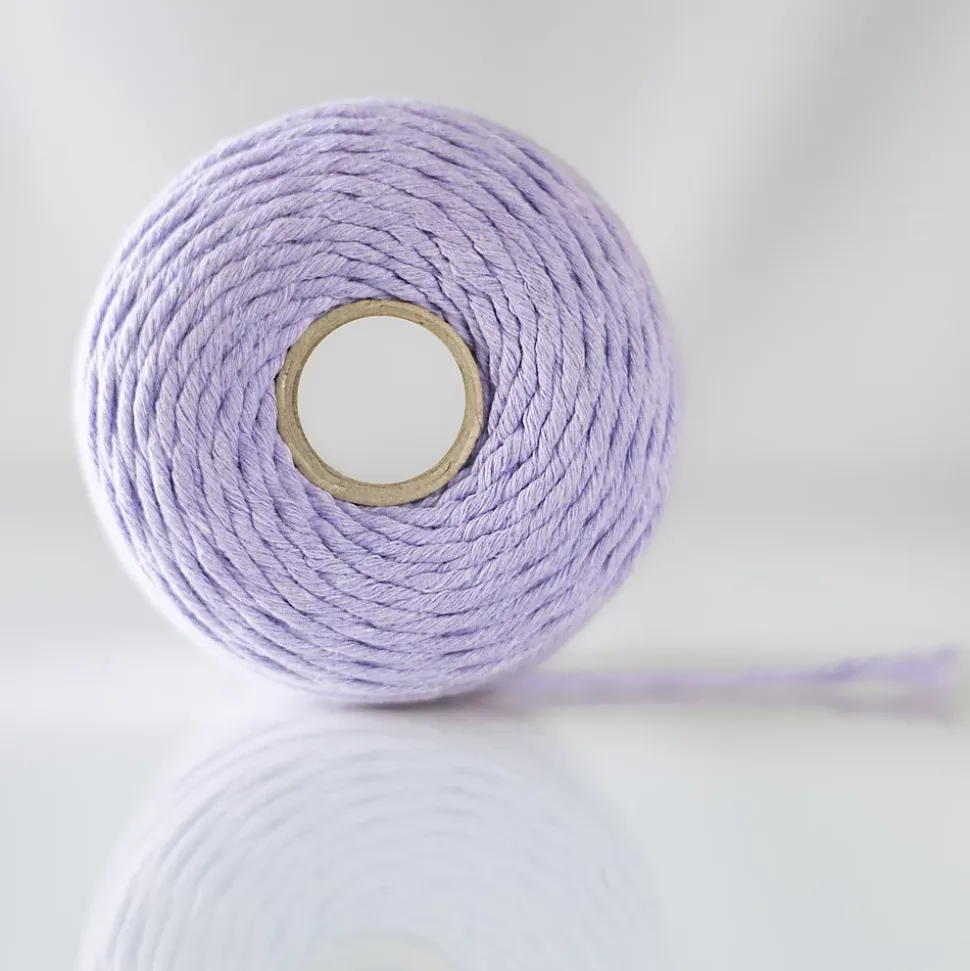 Creative Deco 3mm x 200m Corde Macramé Violet Pastel - Fil de Coton et Polyester +/- 0.5 mm Épaisseur - 30 Plis - Ficelle Naturel