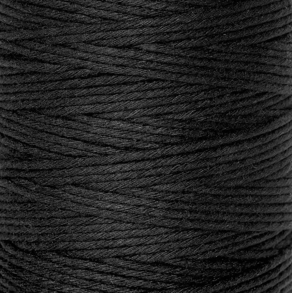 Creative Deco 3mm x 200m Corde Macramé Noir - Fil de Coton et Polyester - +/- 0.5 mm Épaisseur - Decoration Jardinage Emballage