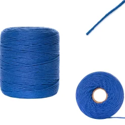 Creative Deco 3mm x 200m Corde Macramé Bleu - Fil de Coton et Polyester - +/- 0.5 mm Épaisseur - Decoration Jardinage Emballage