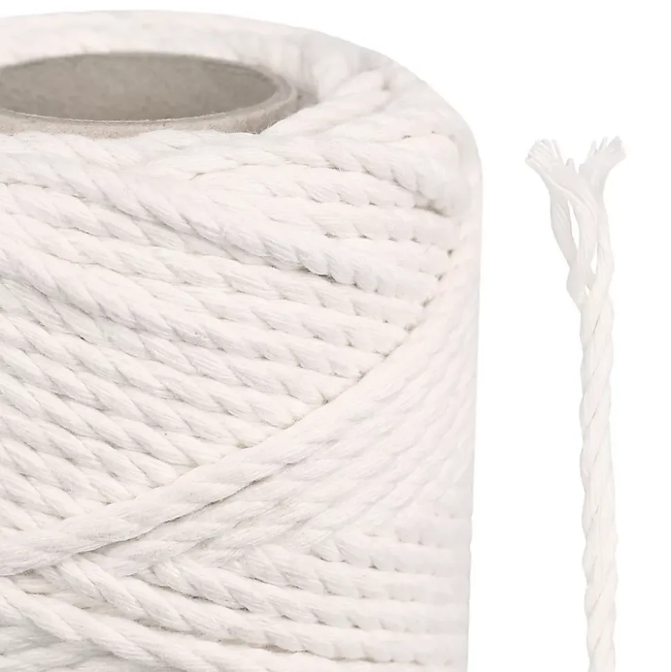 Creative Deco 6mm x 100m Corde Macramé Fil de Coton Blanc - +/- 0,5 mm Épaisseur - Ficelle de 37 Plis - Cordelette Naturel