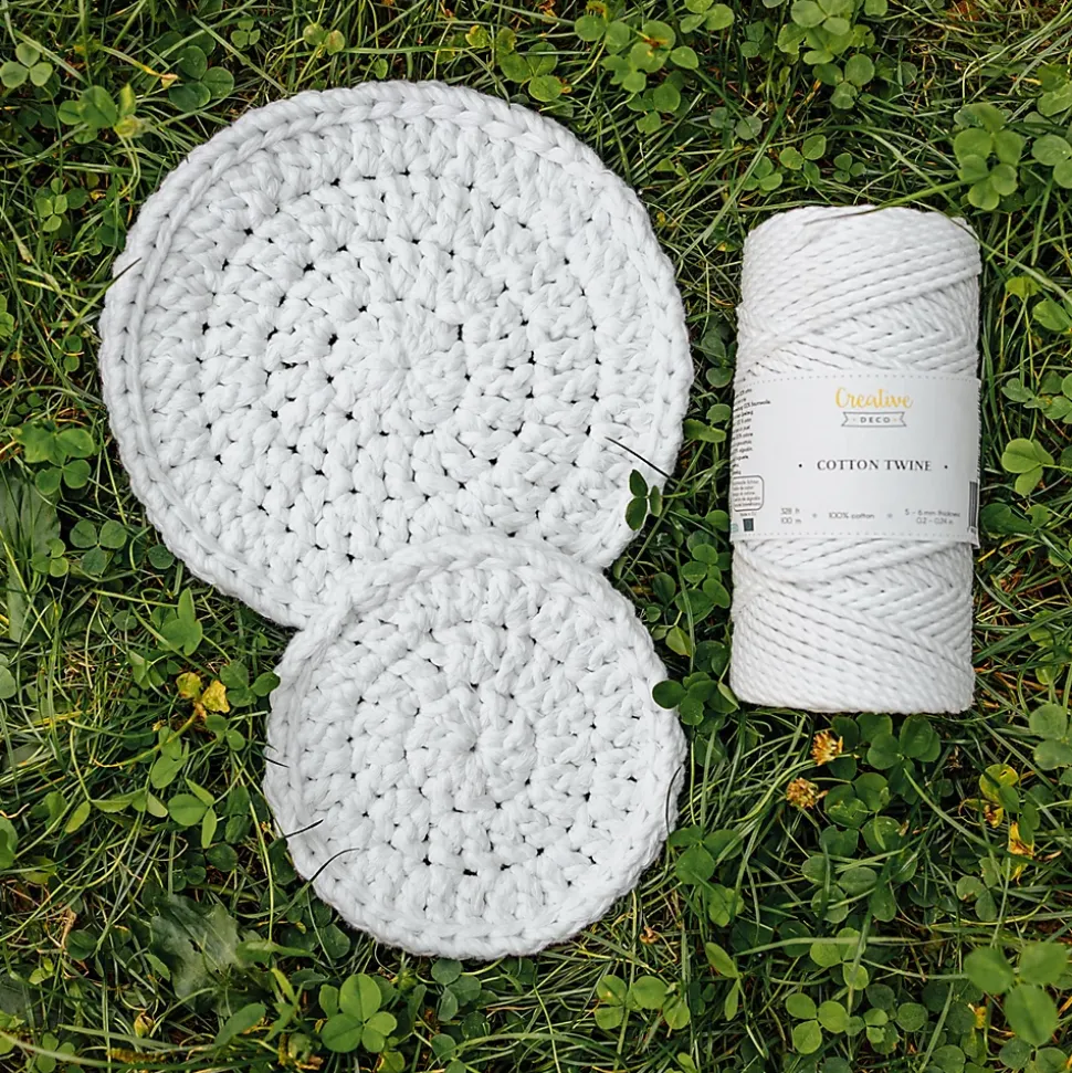 Creative Deco 6mm x 100m Corde Macramé Fil de Coton Blanc - +/- 0,5 mm Épaisseur - Ficelle de 37 Plis - Cordelette Naturel