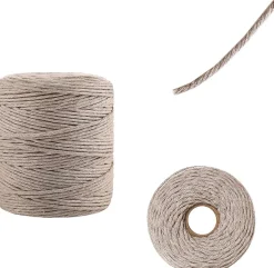 Creative Deco 3mm x 200m Corde Macramé Fil de Coton Beige Foncé - +/- 0,5 mm Épaisseur - Ficelle de 23 Plis - Cordelette Naturel