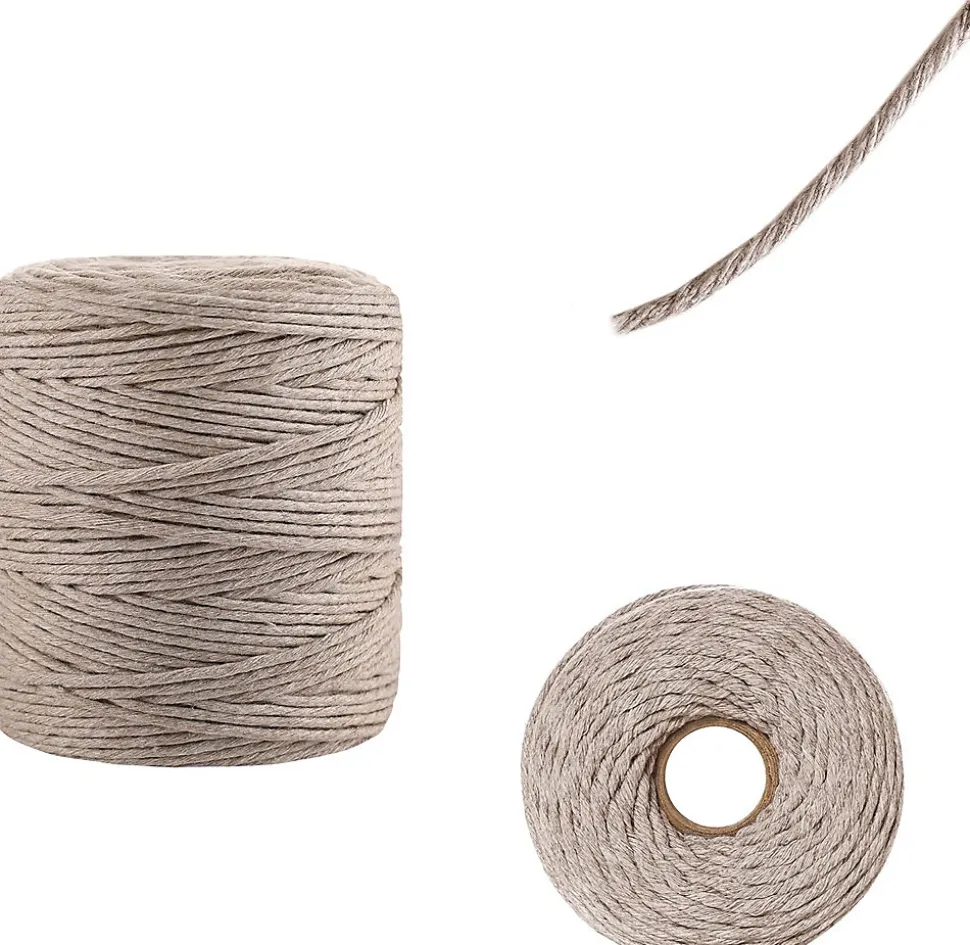 Creative Deco 3mm x 200m Corde Macramé Fil de Coton Beige Foncé - +/- 0,5 mm Épaisseur - Ficelle de 23 Plis - Cordelette Naturel