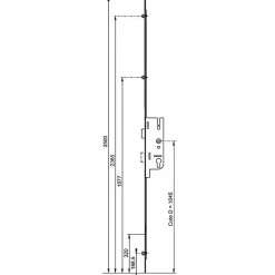 Crémone à larder EUROPA axe 50mm 3 galets têtière 18mm Longueur 2500mm - FERCO - 6-33168-04-0-1