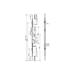 Crémone barillet axe 28mm longueur 1780mm ajustable haut et bas - FERCO - G-24452-18-L-1