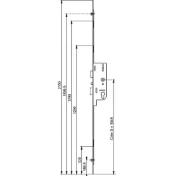Crémone FERCOMATIC RP 40/70 4 galets têtière 16mm carré 7mm L 2150mm cote D 1045mm - FERCO - 6-33178-01-0-1