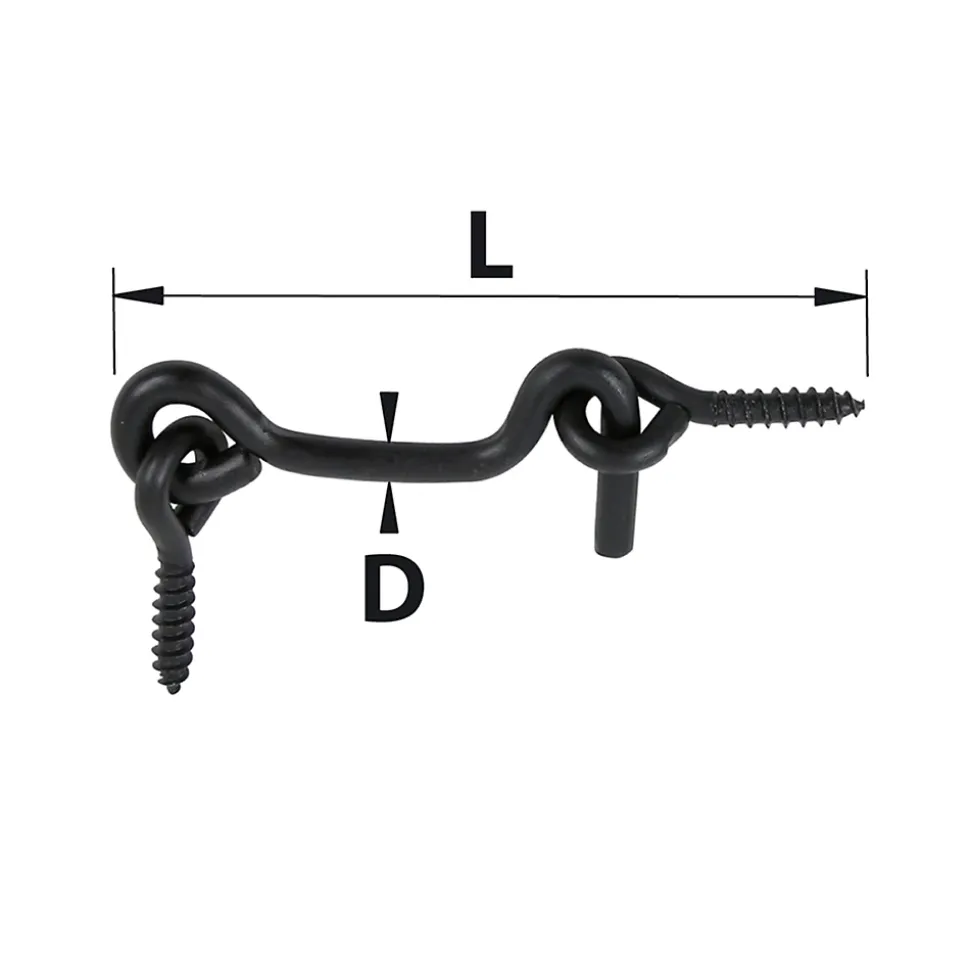 Crochet de contrevent Ø5 L.120 mm + piton noir Afbat