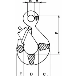 Crochet de levage à oeil et linguet de sécurité 2500 Kg DIN 689