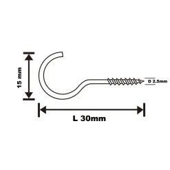 Crochet rond à visser en acier plastifié blanc 30x15 mm - 10 pièces