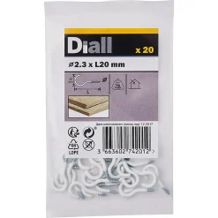 Crochet rond à visser en acier plastifié blanc 20x12 mm - 20 pièces