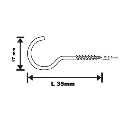 Crochet rond à visser en acier zingué 35x19 mm - 250 pièces