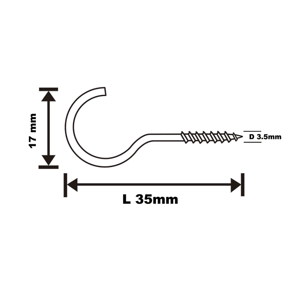 Crochet rond à visser en acier zingué 35x19 mm - 250 pièces