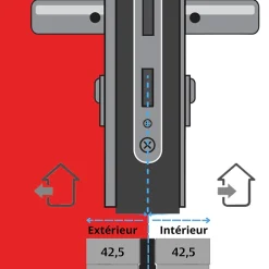 Cylindre 2 entrées nickel Vachette 42.5 X 42.5 mm